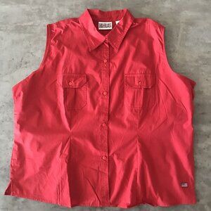 Vintage 90s Bill Blass Shirt Womens 2X Red Sleeveless Patriotic Western Resort